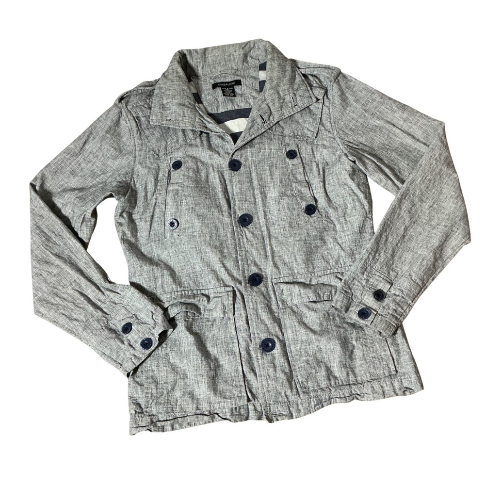 Kane & Unke Coastal Women's Cotton Linen Blend Utility Jacket Size M Minimalist